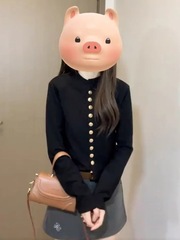 小香赫本风黑色针织开衫外套女2025秋冬季新款长袖修身打底衫上衣