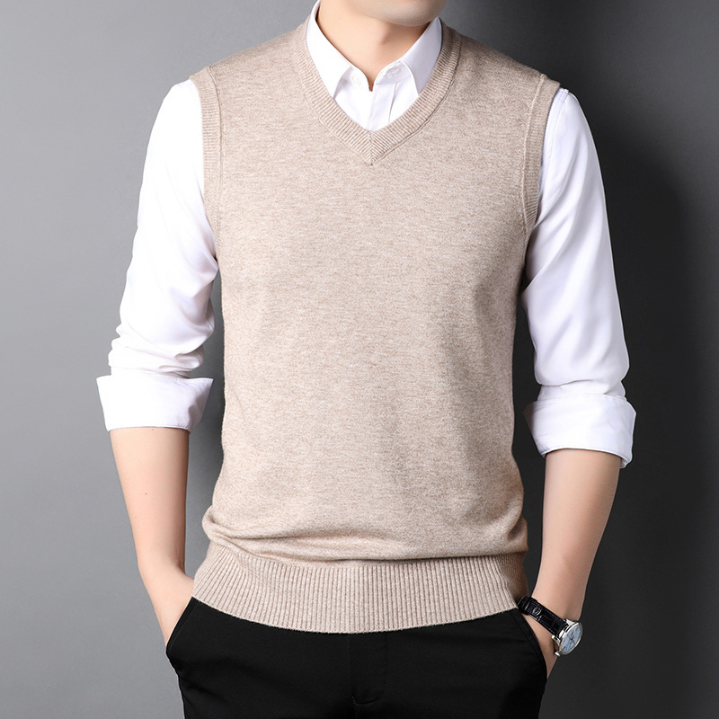 Autumn and Winter Men's Wool Vest Middle-aged V-neck plus size Pullover Knitted Vest Casual Wool Waistcoat Sleeveless Sweater Autumn and Winter Men's Wool Vest Middle-aged V-neck plus size Pullover Knitted Vest Casual Wool Waistcoat Sleeveless Sweater
