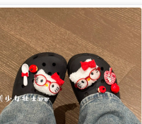 夏のスリッパ靴花漫画ハローキティ下駄アクセサリー靴バックル靴花セット diy アクセサリーリトルレッドブック|undefined