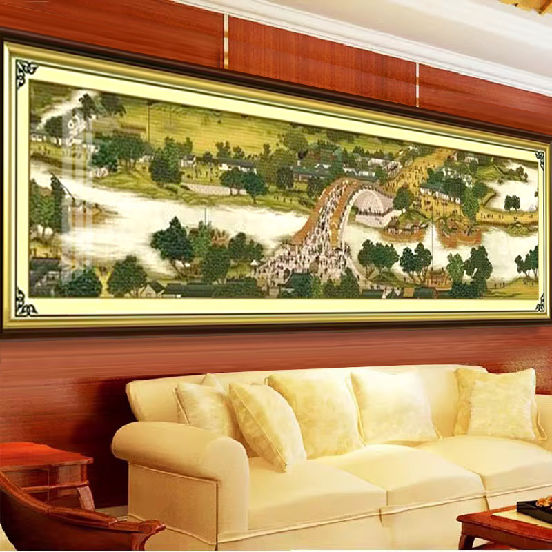Mona Lisa real bordado cruzado nueve pies Qingming Shanghe figura nuevo estilo clásico no full bordado 40 bordado de hilo hecho a mano image 2