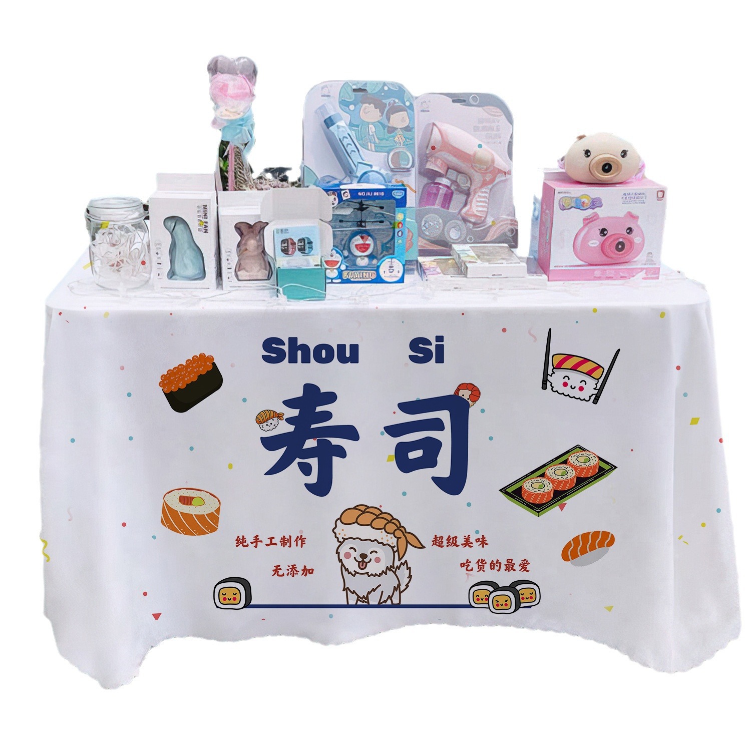 Sushi toal de mesa letrero mercado nocturno gourmet puesto toal de mesa carro publicidad toal de mesa publicidad toal