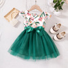 EW Foreign Trade Children's Foreign Children's New Children's New Products Girls Summer Flower Stringing Gargam Short Sleeve Dress Q1251-A