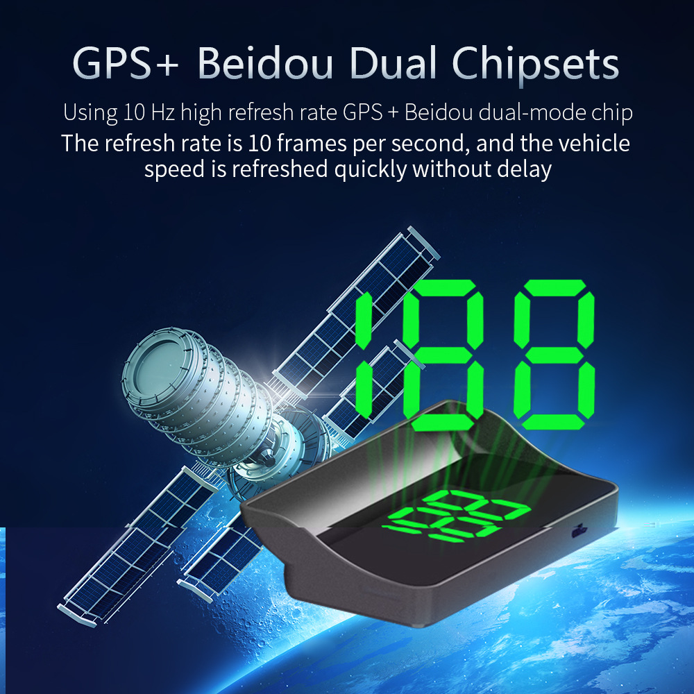 2026 New HUD Head-Up Display GPS Speedometer Speed Display Meter KMH/MPH Cross-Border Bestseller W1