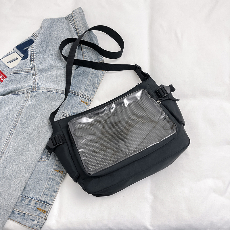 Bolsa de dolor de estudiantes de ultrafuego, bolsa de hombro visual transparente, bolsa escolar simple de gran capacidad, bolsa de dos dimensiones, bolsa de mano.