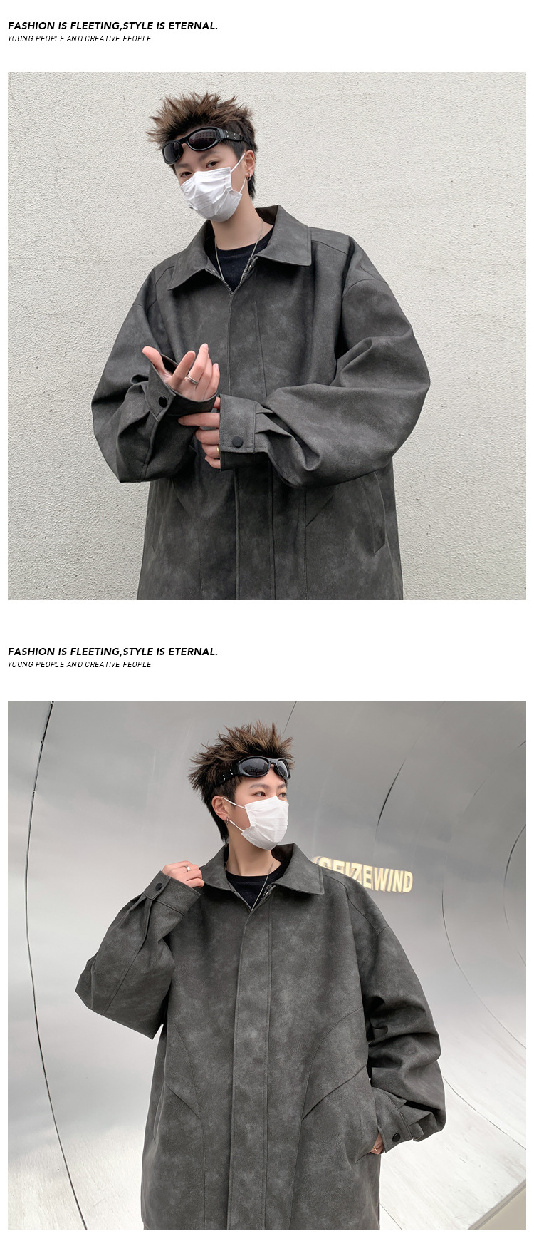 American Street Style Leather Flight Jacket Men Workwear Coat_voghion.com