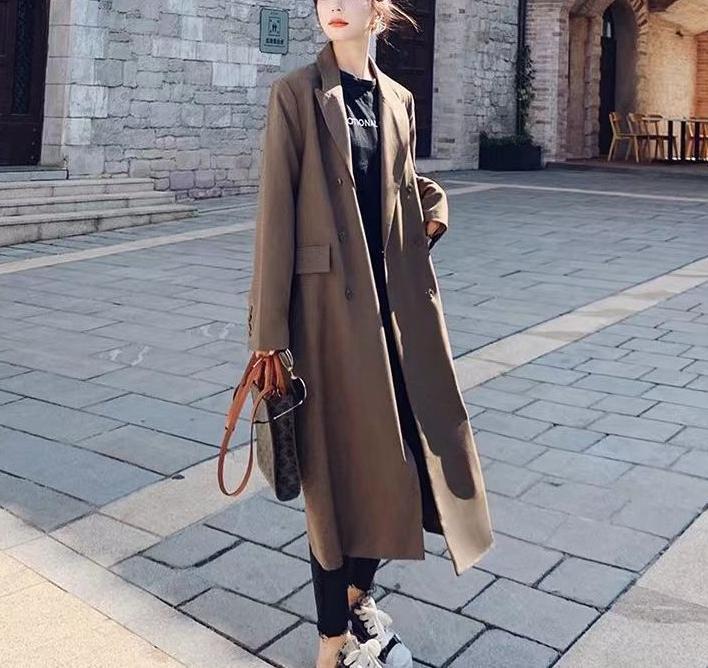 高级感长款西装风衣外套女春秋新款韩版西服上衣英伦风休闲大衣|undefined
