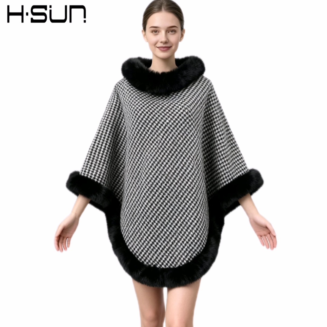 Capa tipo chal de otoño e invierno 2026, nueva bufanda de piel sintética de conejo, abrigo de punto para mujer, prenda exterior holgada y versátil. image 78