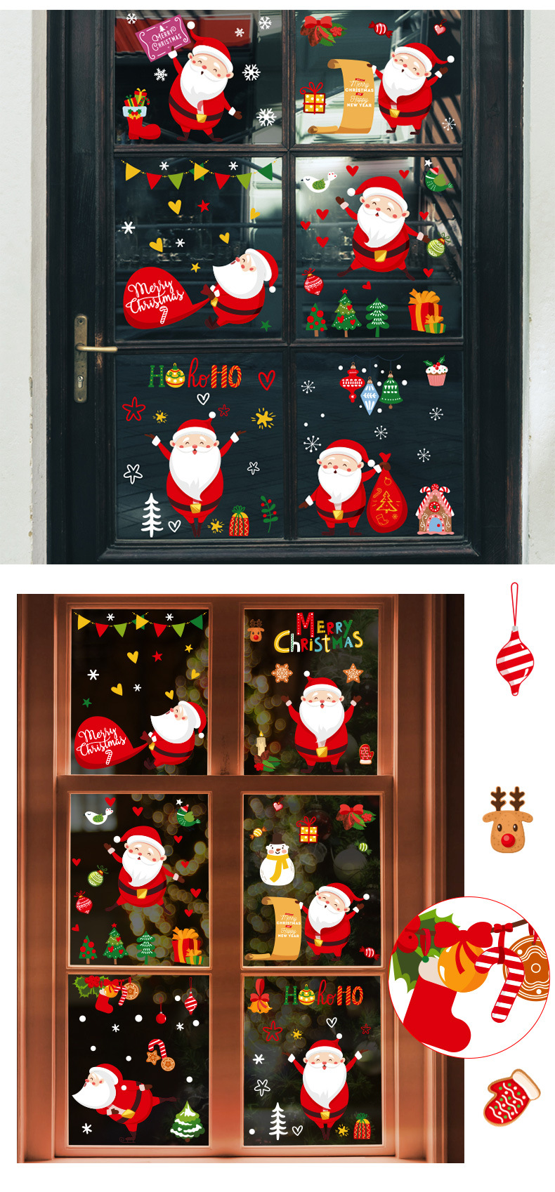 Nouveau Skjd2314 Bande Dessinée De Noël Santa Claus Statique Autocollant Vitrage Plaque Verre Scène Mise En Page Décoratif Stickers Muraux display picture 3