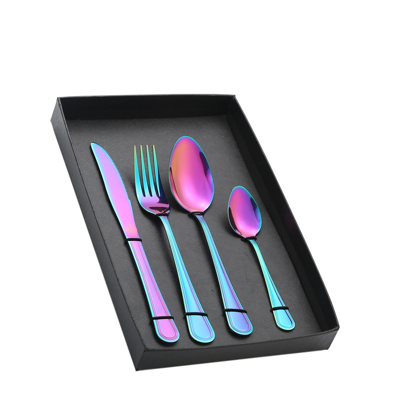 Fuente transfronteriza cubiertos de acero inoxidable cuchillos y tenedores cucharas de doble línea cucharas de té cucharas de té