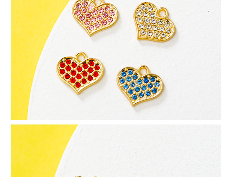 13g Weight Pendant Jewelry Making Type 10 PCS/Package 13 * 15mm Alloy Zircon Heart Shape Pendant