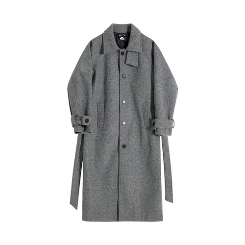 MYQ High-end Wool Coat for Men - Autumn/Winter Thick Knee-length Overcoat with Korean Style Turtleneck Wool Windbreaker