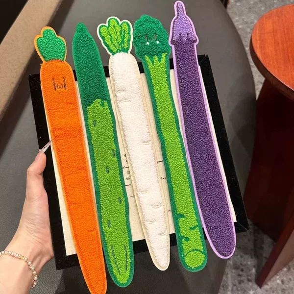 Simulated vegetable fringe hair sticker for sweet girls, cartoon fun and quirky, traceless magic sticker for face washing and makeup hair accessory