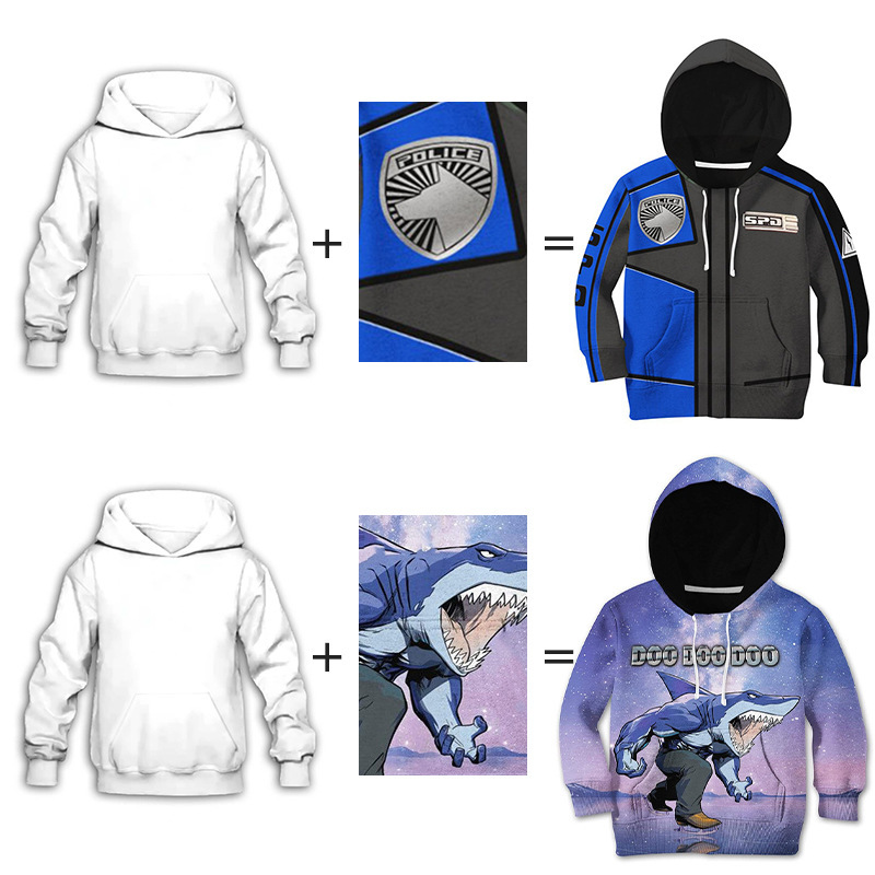 一件起订 3D数码印花儿童卫衣带帽跨境款式来图D制中大童装连帽衫