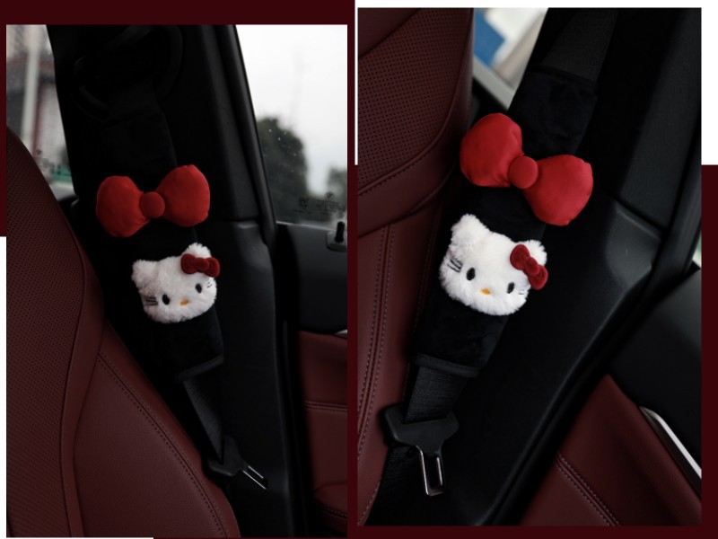 Original handmade cute kt bow car seat belt shoulder pad anti-friction decoration car good things new car gift