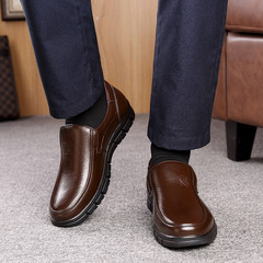 老人頭層牛皮大碼皮鞋男式真皮商務男士休閒軟底軟皮中老年爸爸鞋