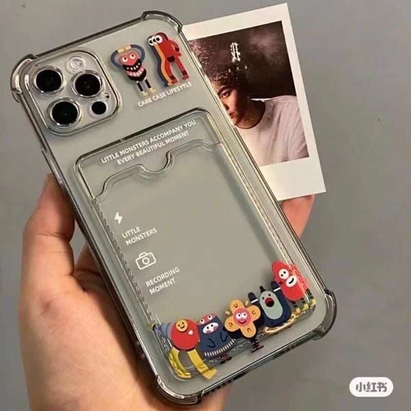Cartoon Little Monster Suitable for Samsung S25Ultra Mobile Phone Case Card Holder S26S24Fe Card Holder S23+ Anti-Fall S22 Cartoon Little Monster Suitable for Samsung S25Ultra Mobile Phone Case Card Holder S26S24Fe Card Holder S23+ Anti-Fall S22