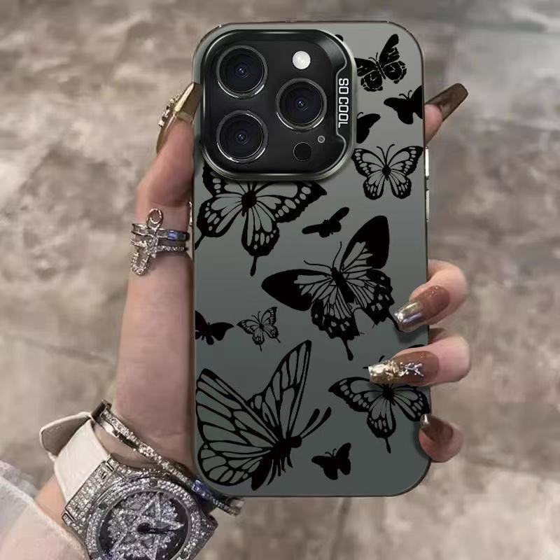 Mariposa negra para iPhone 16 funda para teléfono móvil Apple 15promax/14 anti-caída 13pro12 personalidad 11 mujer