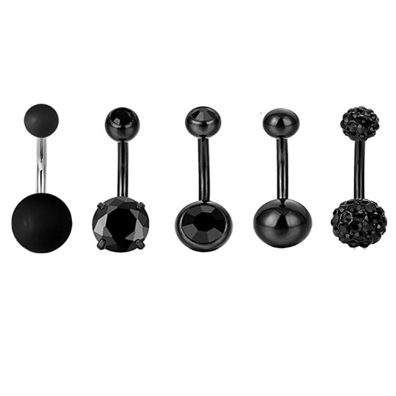 Star 5-Piece Belly Button Ring Set Stainless Steel Navel Jewelry Dangle Star Body Piercing detail image 8
