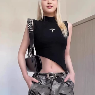 甜辣风修身显瘦无袖上衣设计感不规则小众内搭夏季辣妹法式背心女