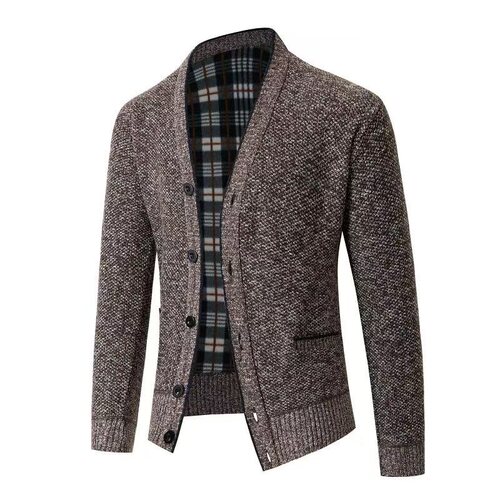Knitted cardigan cross-border hottest velvet thickened men's large-size top slim jacket V-neck sweater men