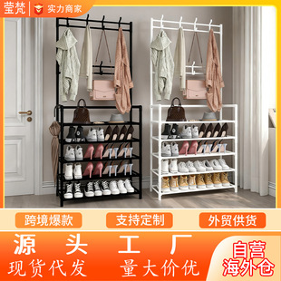 Simple Shoe Rack Multi-Layer Household Floor-Standing Integrated Shoe and Hat Rack Rental House Door Coat Rack Shoe Rack Storage Rack