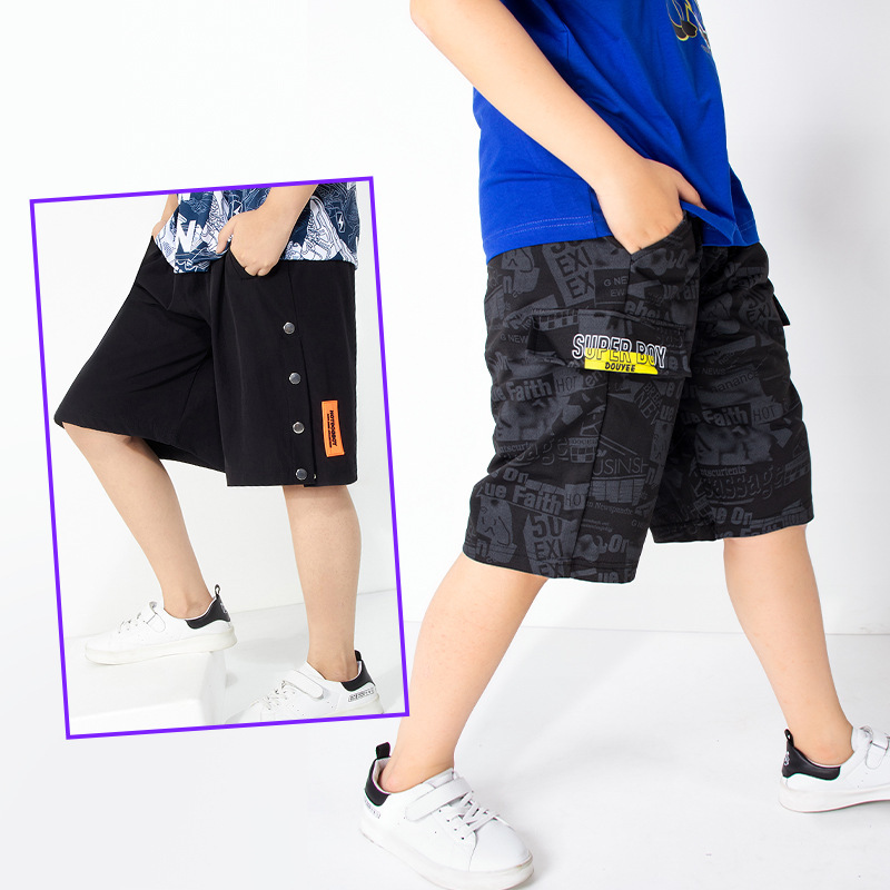 Chubby Men's Children's Summer Wear Pants Plus Large Size Sports Pants Men's Big Children's Five-point Pants Summer Capri Shorts Thin