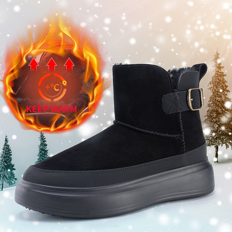 2025年新款高品质厚底雪地靴棉鞋女加绒加厚增高女鞋保暖防水棉靴