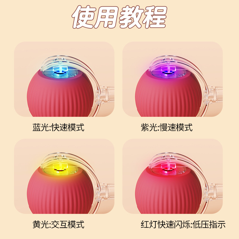 Cross-border Durable Bite-resistant Automatic Interactive Cat Toy Ball Self-entertaining Stress Relief Cat Play Toy Bouncing Ball Pet Supplies