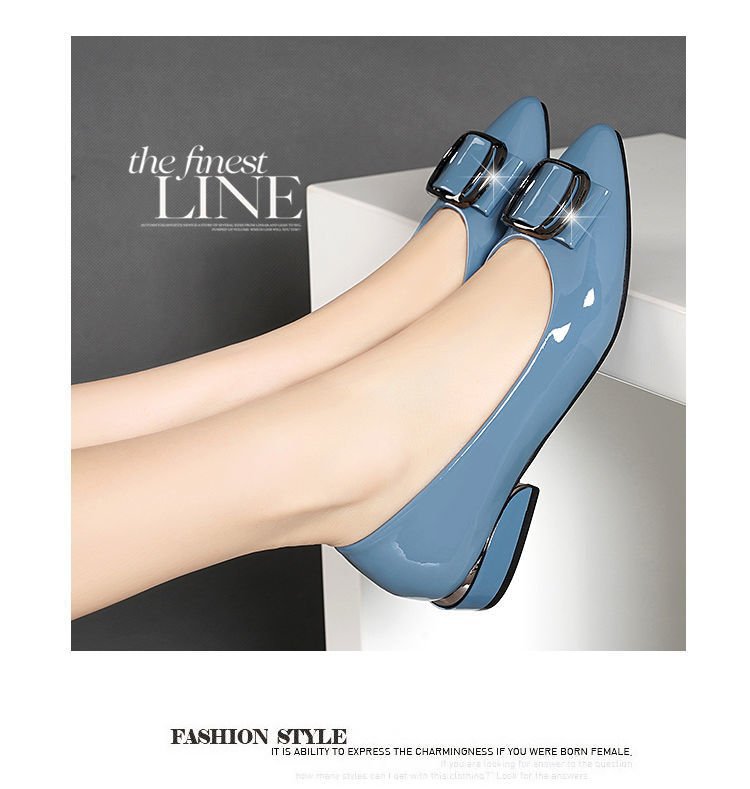 Zapatos de cuero plano de tacón bajo para mujeres 2024 primavera nuevos tacones gruesos y poco profundos zapatos de cuero para mujeres de trabajo