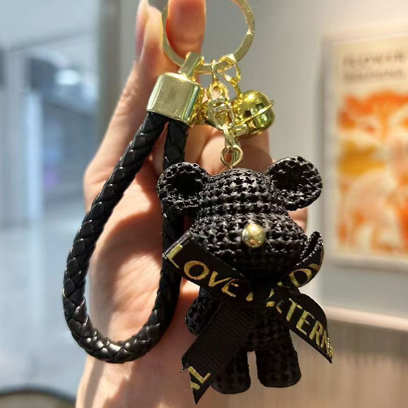 可爱毛线熊网红手绳钥匙扣挂件创意个性男女包包挂饰汽车链匙圈环|undefined
