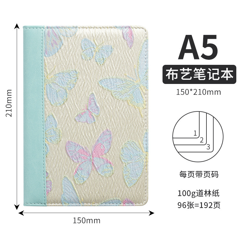 跨境专供A5布料拼接笔记本点阵记事本复古布艺拼接封面定制logo|undefined