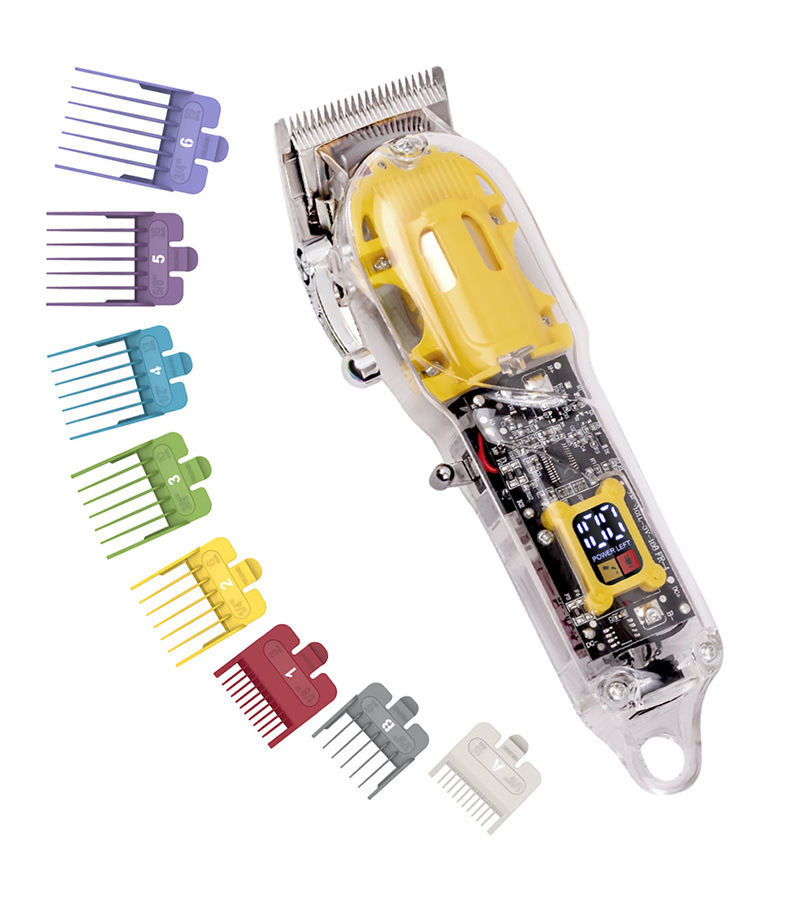 HATTEKER跨境透明理发器剃须刀套装 智能数显电推剪 发廊专用理发器增白器详情15