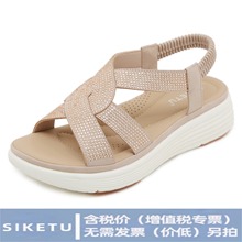 360-9亚马逊新款2025欧美水钻厚底跨境大码轻盈甜美凉鞋女批发