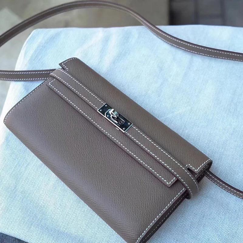 2023 New Trendy Kelly Long Wallet Mini Women's Leather Handbag with Shoulder Crossbody Small Trendy Women's Bag