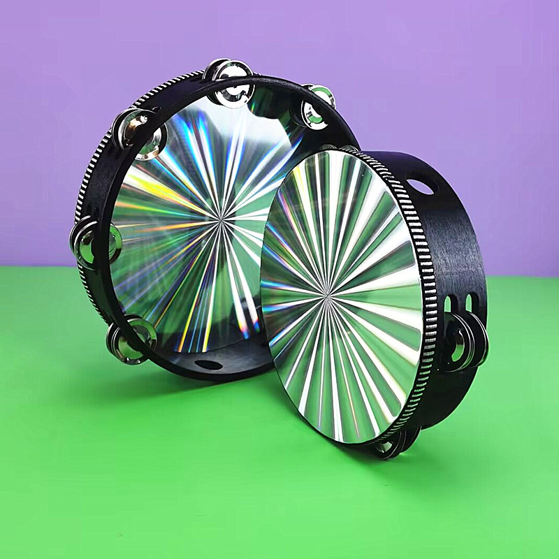 Banda de batería láser Acompañamiento 8 Instrumento de percusión Orff de 10 pulgadas Instrumento de rendimiento de jardín de infantes Pandereta láser de doble fila