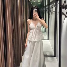 Z家 外贸女装2024夏款优雅甜辣纯欲风镂空刺绣吊带短上衣 7200009