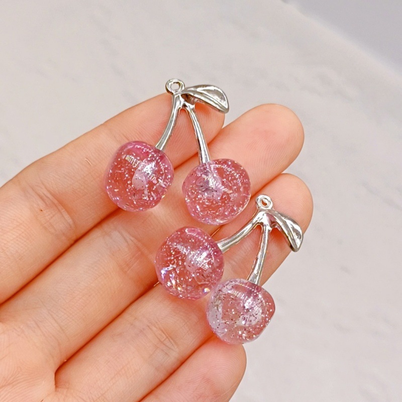 diy 韓国スタイルジュエリーアクセサリー K ゴールドオイル滴下合金小さなペンダントブレスレットペンダントアクセサリーパール立体チェリー|undefined