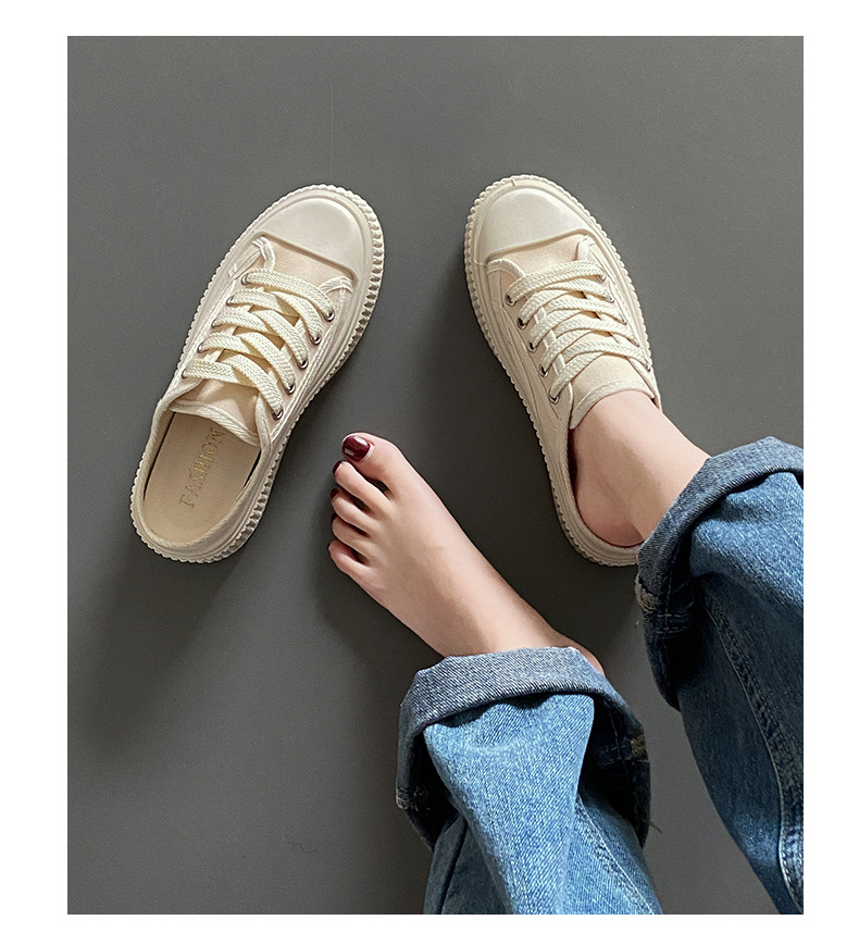 2024 verano nuevos zapatos de galleta ins moda versión coreana de todos los zapatos de lona de arrastre medio zapatos casuales de estudiante de suela gruesa_voghion.com