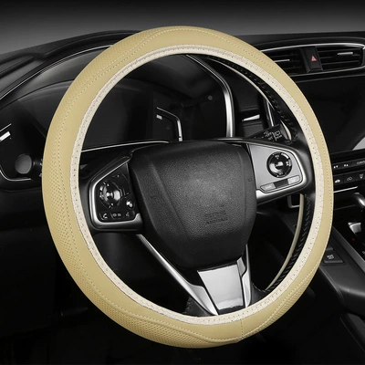 for All Seasons, No Inner Ring, Steering wheel cover - beige-38cm