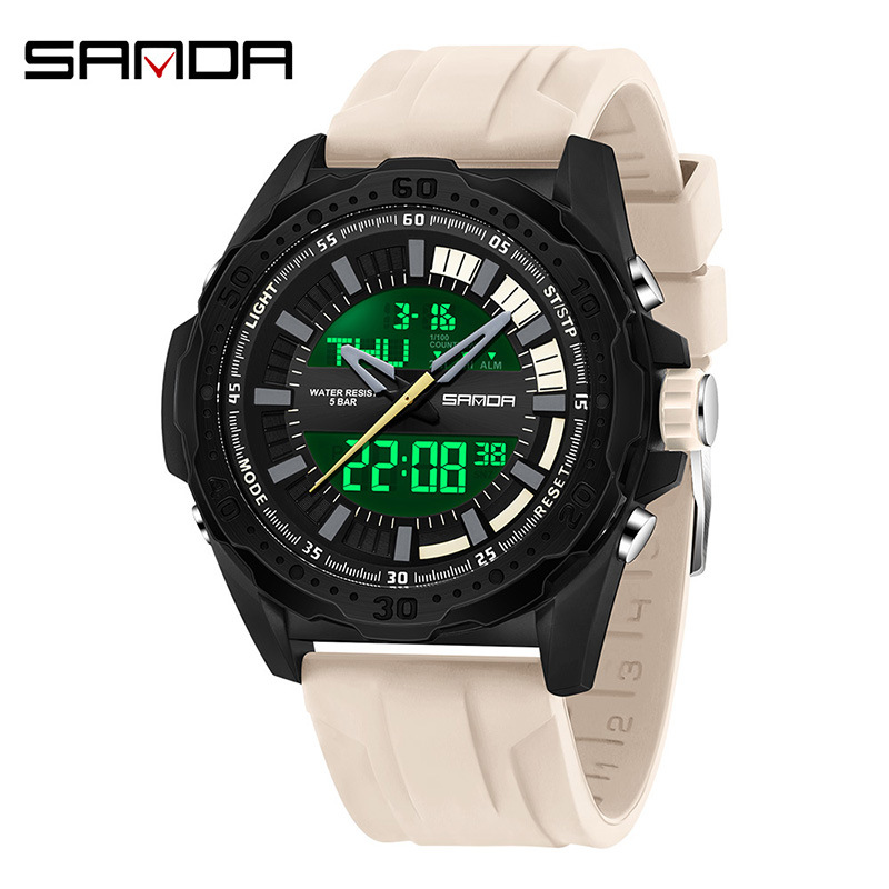 Sanda nuevo reloj de moda europea y americana cool, moda para hombres, adolescentes de secundaria, reloj electrónico deportivo