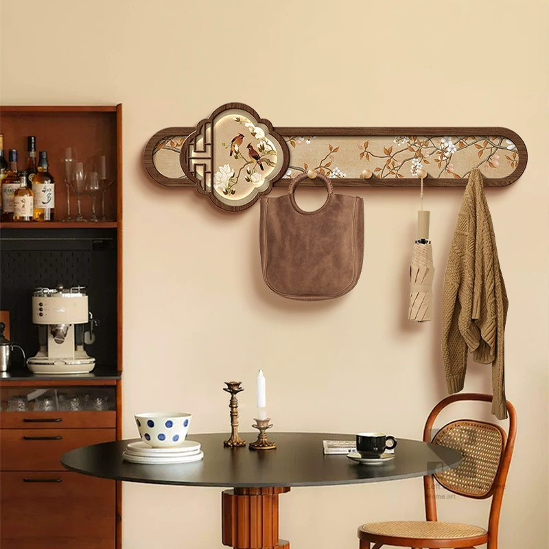 Эстетический крючок для входной двери династии Сун, новая вешалка для одежды в китайском стиле без сверления, настенная вешалка для одежды и шляп, хранилище для ключей.