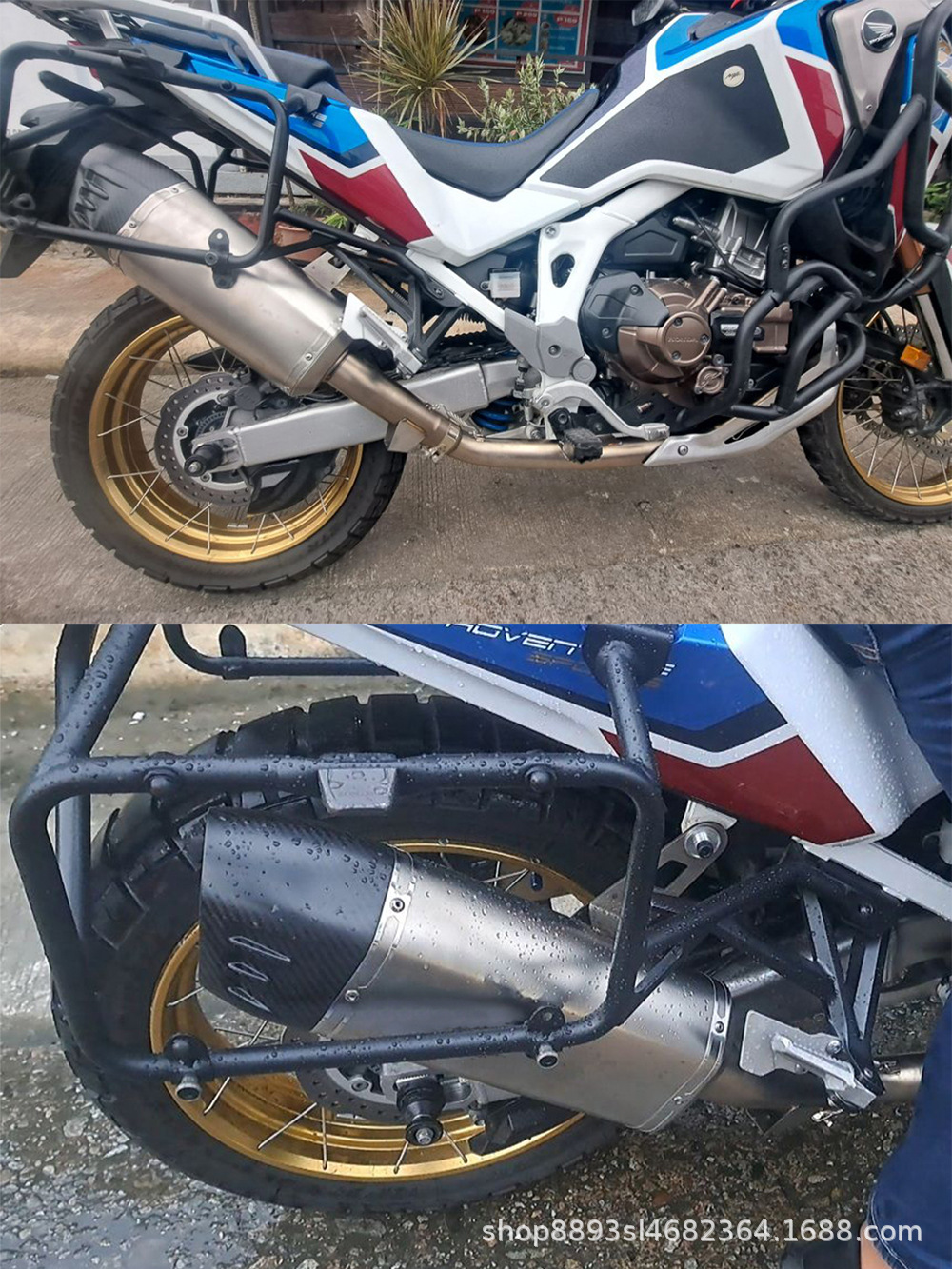 Motorcycle modification is suitable for non-destructive installation of the whole section suit of CRF1100L stainless steel exhaust pipe 20-24