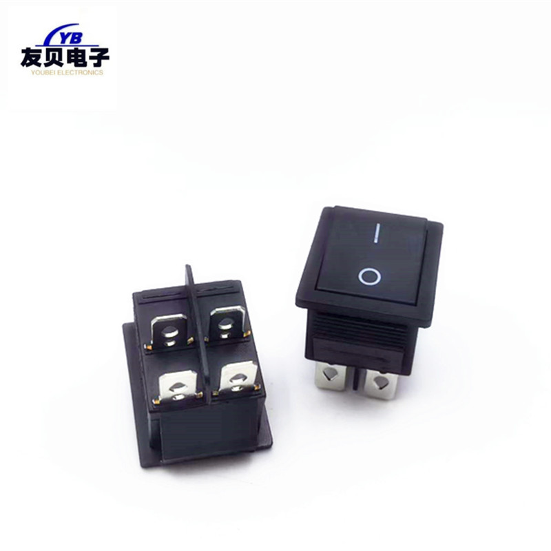 KCD4-4P船型开关 25*31四脚两档黑色 31X25MM 4脚2档翘板电源船形