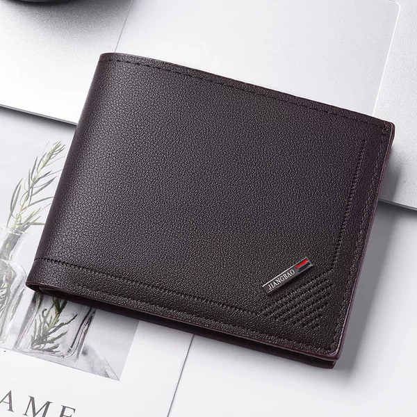 Fashionable Men's Wallet, Short Leather Wallet, Soft Business Style, New Horizontal Style, Large Capacity, Thin Design for Young People