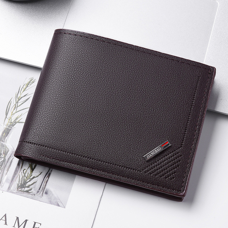 Fashionable Men's Wallet, Short Leather Wallet, Soft Business Style, New Horizontal Style, Large Capacity, Thin Design for Young People
