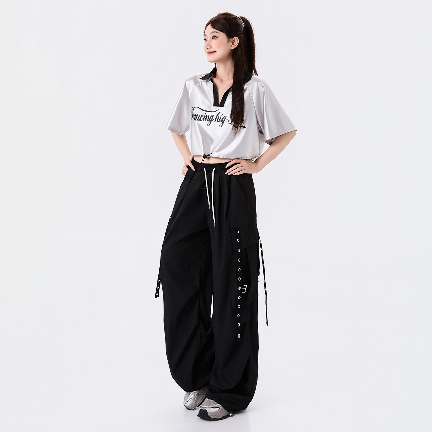 Korean girl group stage outfit, jazz dance, Korean dance, hip-hop, JAZZ performance, street dance costume, silver short-sleeve suit