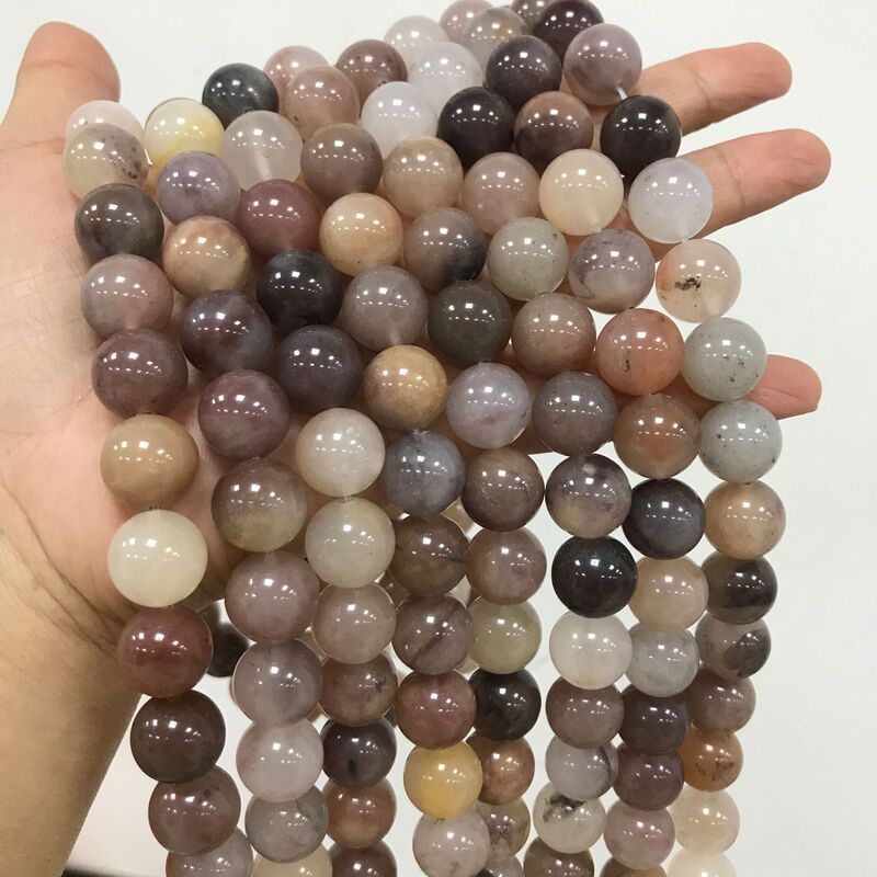 Natural Violet She Taicui Round Beads Gold Silk Jade Violet Scattered Beads Semi-finished Bracelet Necklace Accessories Jade