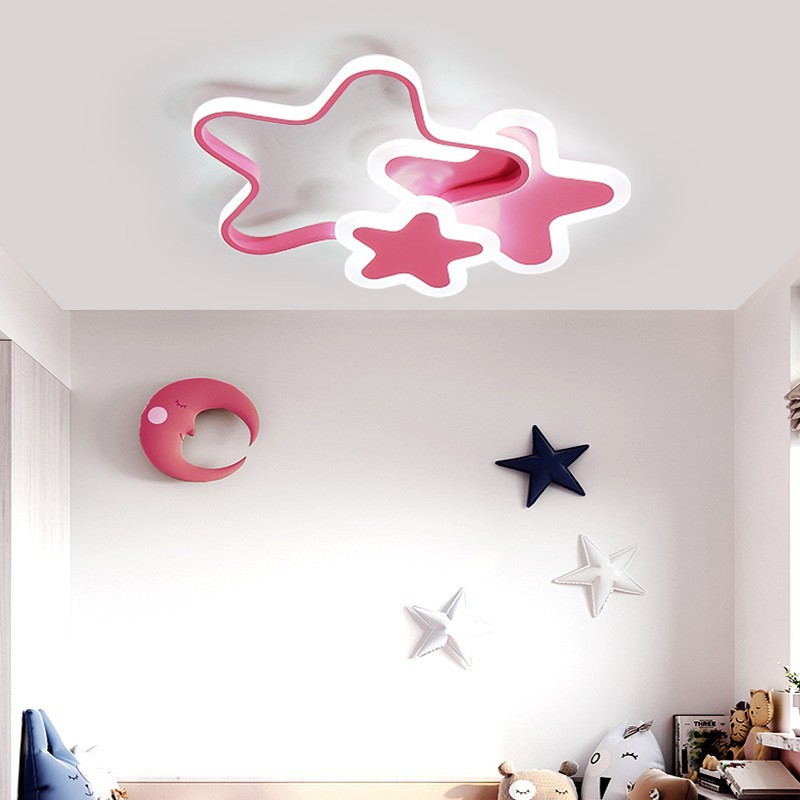 Lámpara de estrella de pentaco de espectro completo lámpara de habitación de chicas lámpara de techo del dormitorio de princesa creativa led lámpara de estrella de habitación de niños