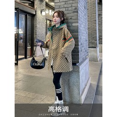 欧货爆款设计感女士风衣2025春秋季新款撞色宽松小个子中长款外套