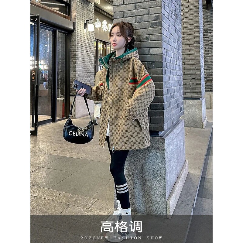 欧货爆款设计感女士风衣2025春秋季新款撞色宽松小个子中长款外套|undefined